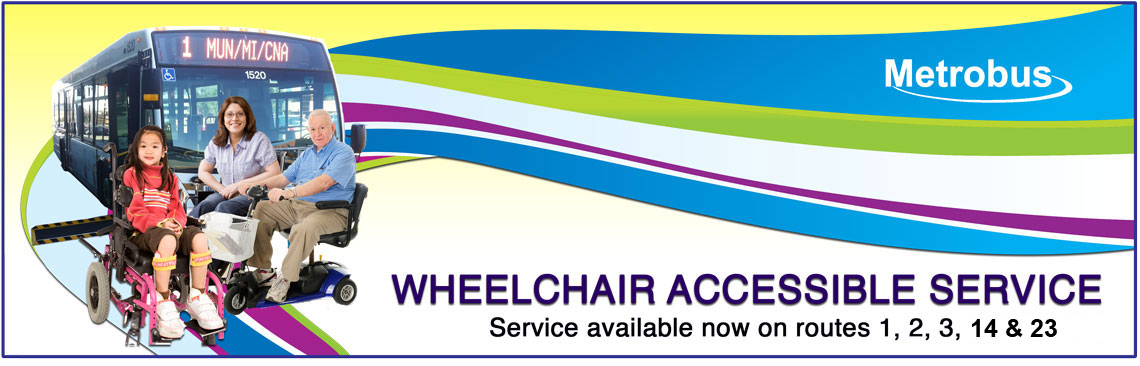 Wheelchair Accessible Service available on  routes 1, 2, 3, 5 and 23.