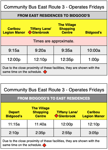 East Route 3 Schedule