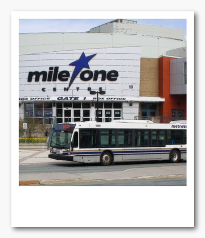 Image of Metrobus charter in front of Mile One Centre